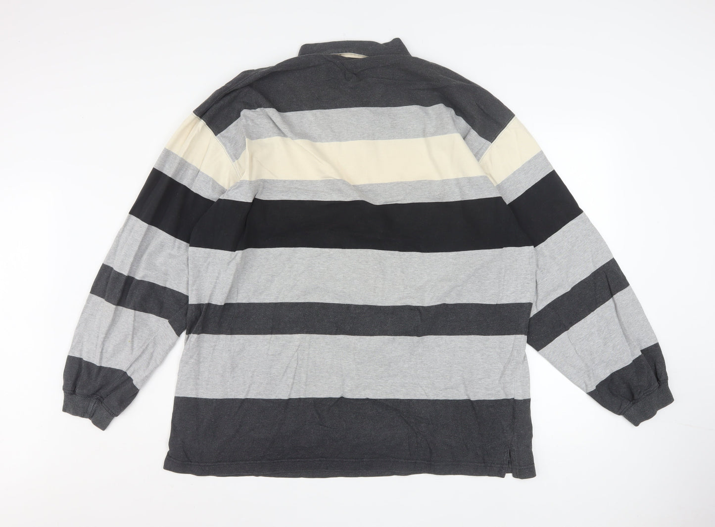 Marks and Spencer Men's Grey Striped Collared XL Rugby Sweatshirt