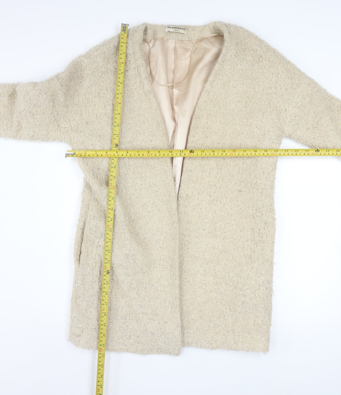 Glamorous Women Beige Wool Blend Mid-Length Overcoat Size S
