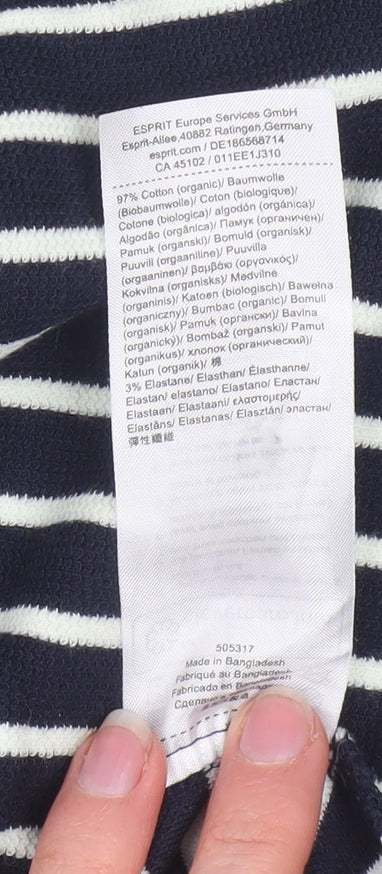 Additional view of ESPRIT Women Navy Striped Pullover Sweatshirt, size M, Long Sleeve Cotton Blend