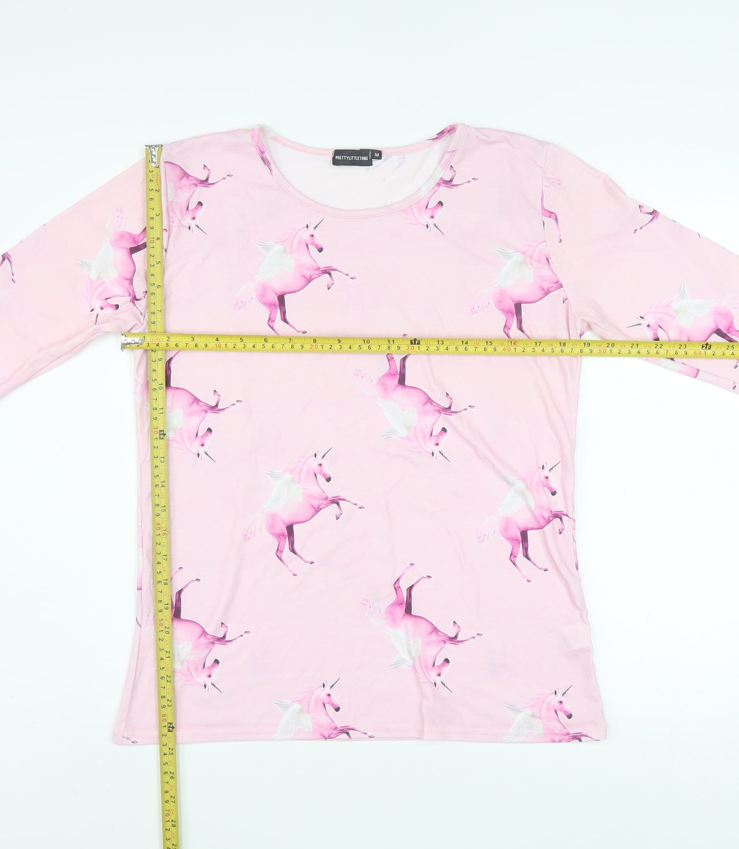 PrettyLittleThing Women’s Pink Unicorn Print Long Sleeve T-Shirt Size M
