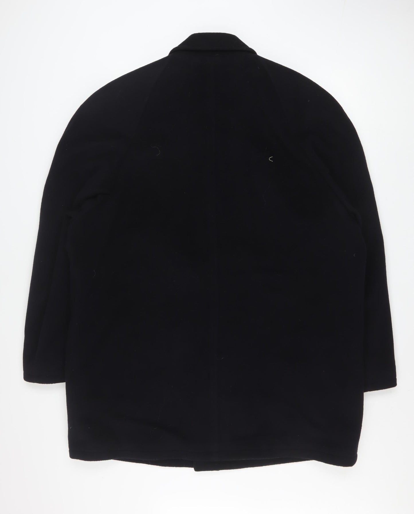 DiCaprio Men's Black Wool Blend 44R Mid-Length Overcoat