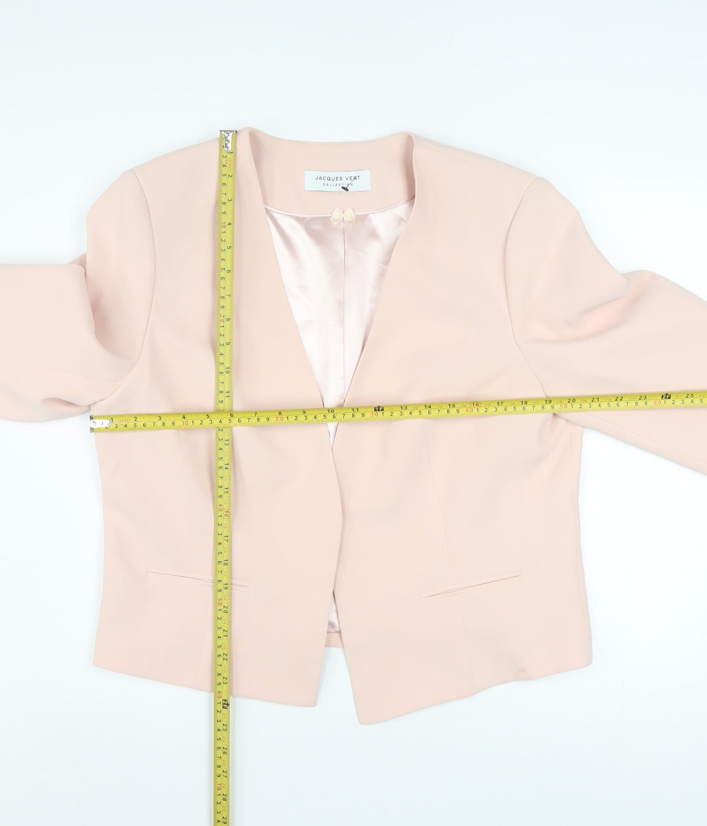 Jacques Vert Women's Pink Blazer Jacket Size 18 Formal Short Sleeve