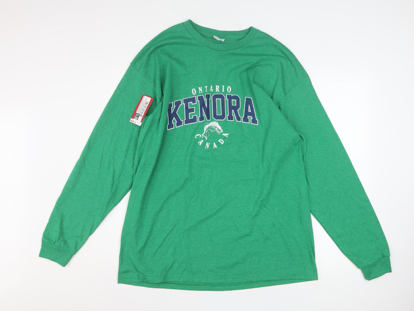 Men’s Green Ontario Kenora Canada Long Sleeve Cotton Blend T-Shirt XL