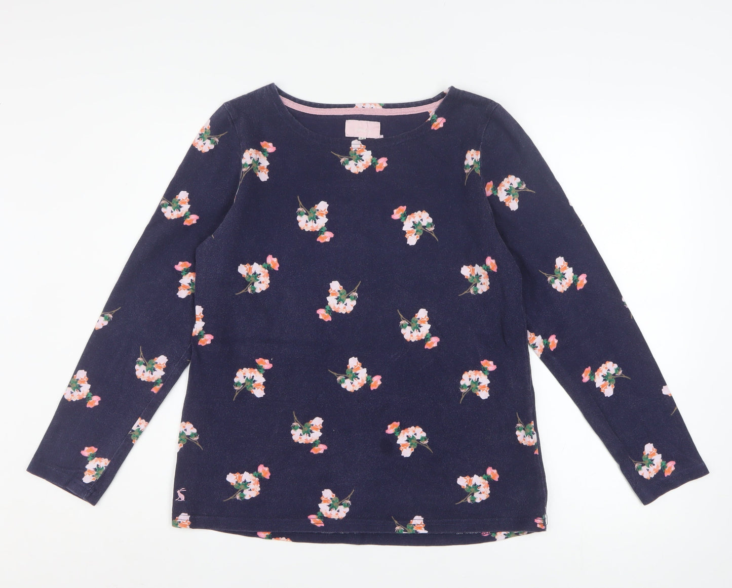 Joules Women Blue Floral Long Sleeve Cotton T-Shirt UK 12