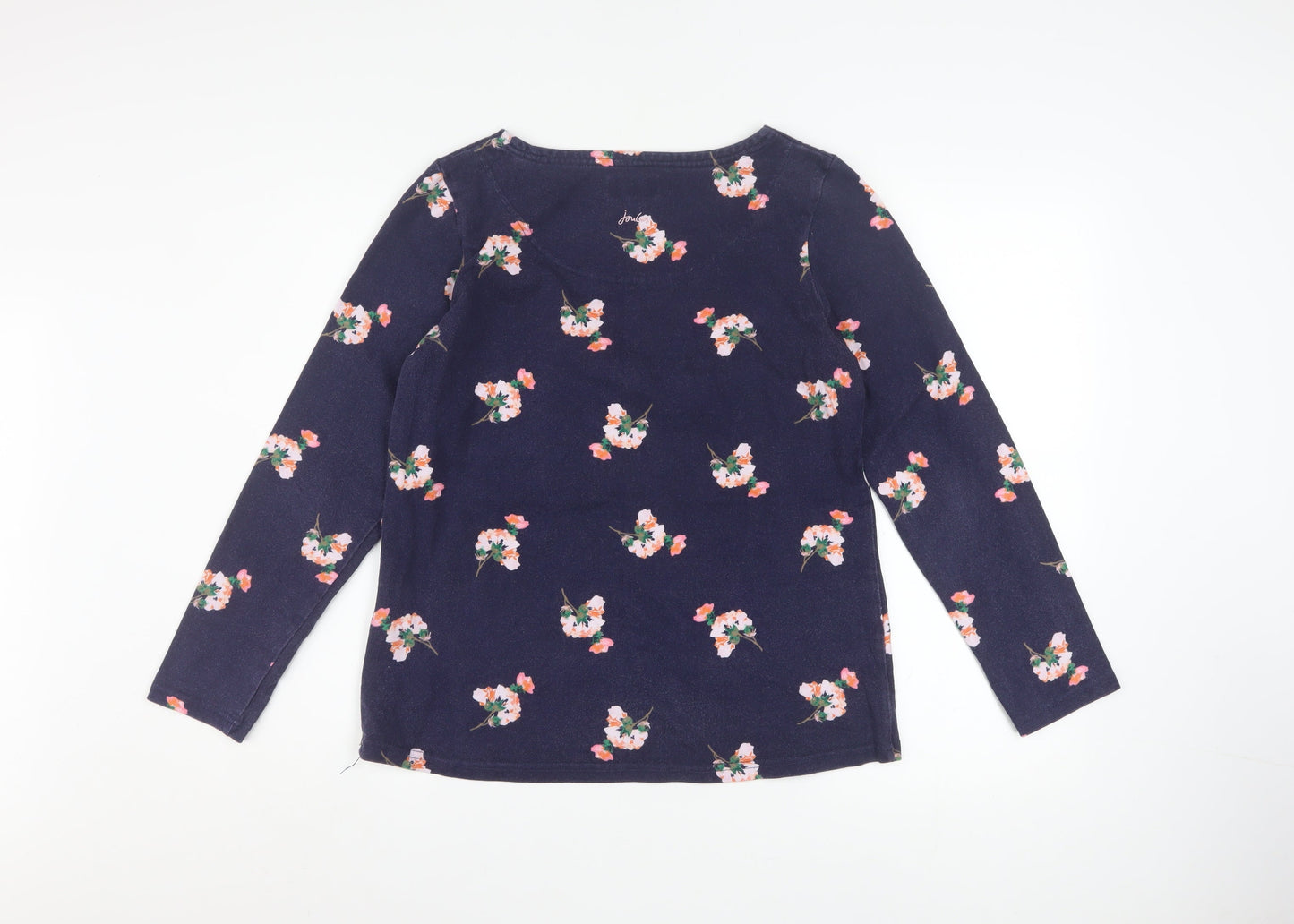 Joules Women Blue Floral Long Sleeve Cotton T-Shirt UK 12