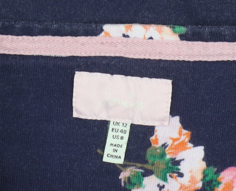 Joules Women Blue Floral Long Sleeve Cotton T-Shirt UK 12