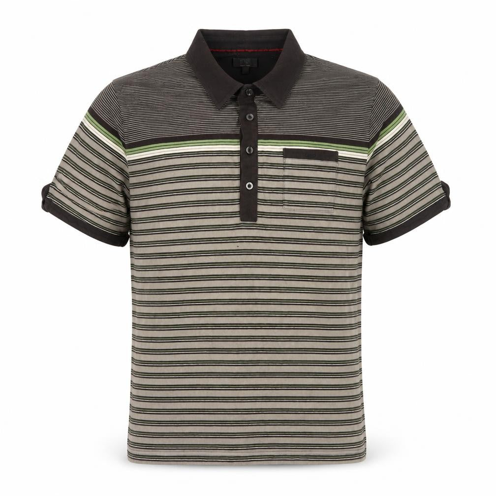 Jeff Banks Mens Brown Striped Cotton Polo Shirt Size L