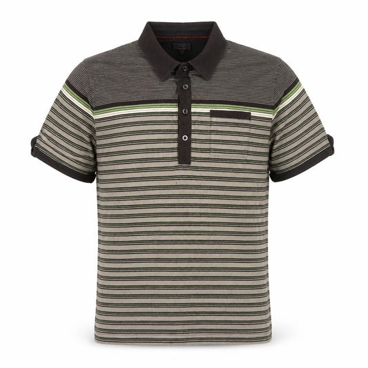 Jeff Banks Mens Brown Striped Cotton Polo Shirt Size L