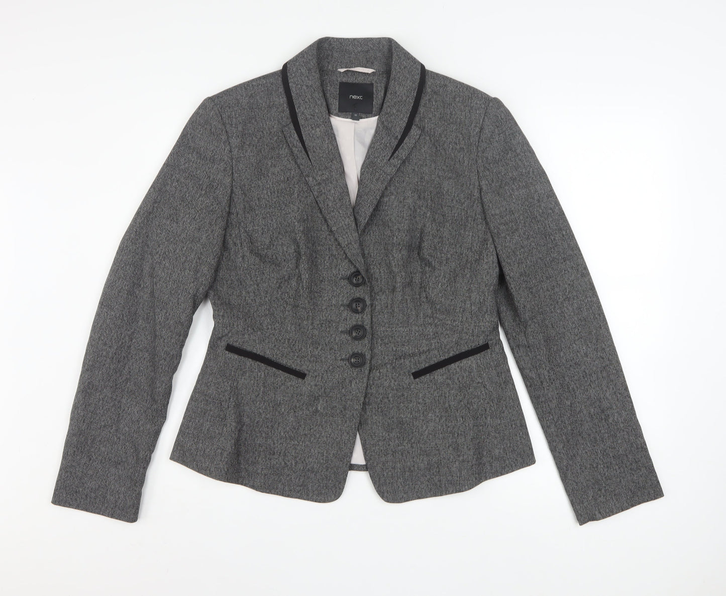Next Women Grey Size 12 Single-Breasted Suit Jacket Blazer