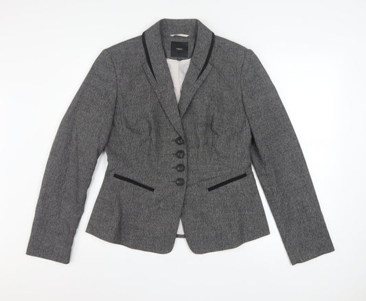 Next Women Grey Size 12 Single-Breasted Suit Jacket Blazer