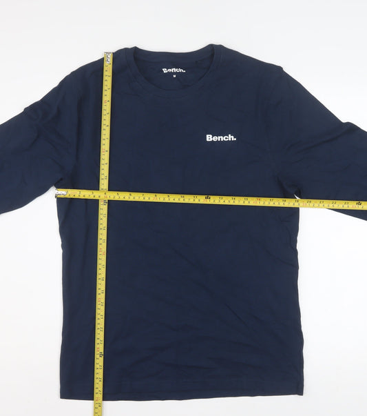 Bench Men's Blue Long Sleeve Cotton Crew Neck Top Size M