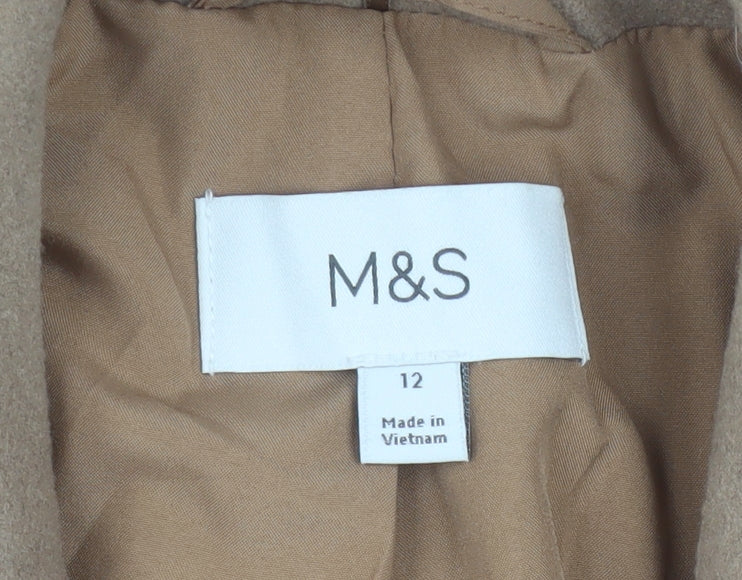 Marks and Spencer Women Beige Size 12 Long Overcoat Classic Style