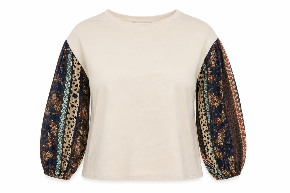 Apricot Womens Beige Bohemian Balloon Sleeve Pullover Sweatshirt UK20