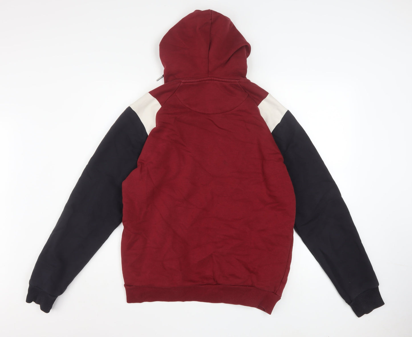Next Men's Red Colour Block Pullover Hoodie Size S