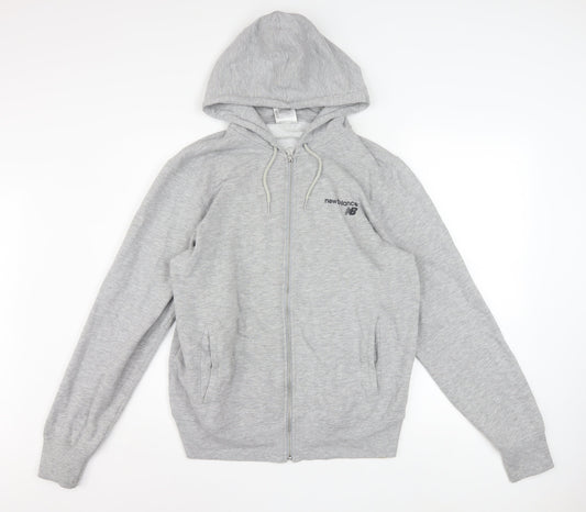 New Balance Men Grey Full Zip Hoodie Size M Sports Fleece