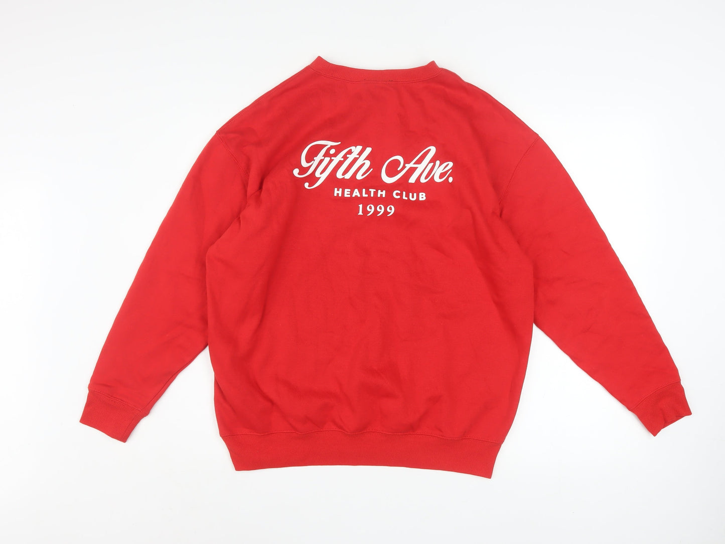 New Look Men's Red Crew Neck Graphic Pullover Sweatshirt Size S