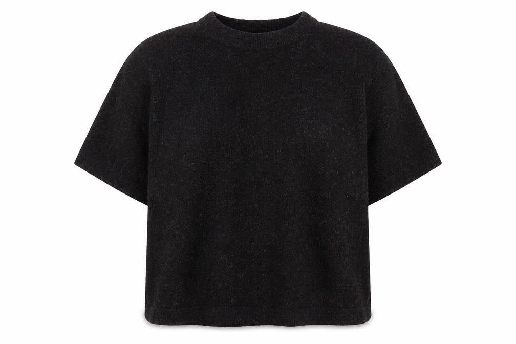 The Set Women Black XL Basic Knit Short Sleeve T-Shirt