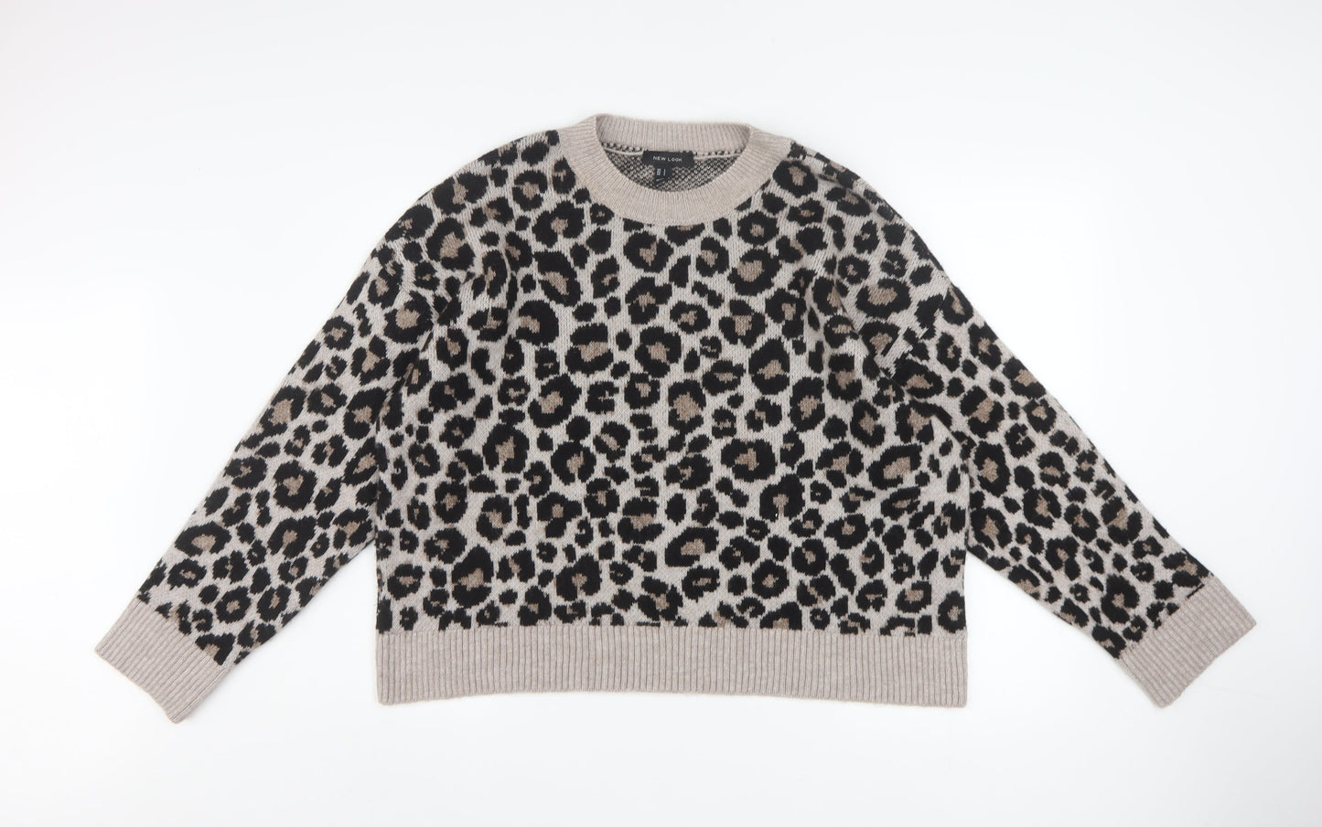 New Look Women’s Beige Leopard Print Pullover Jumper L