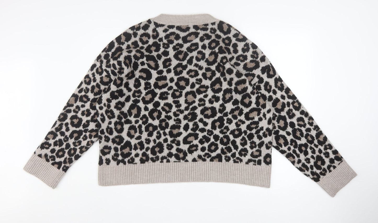 New Look Women’s Beige Leopard Print Pullover Jumper L