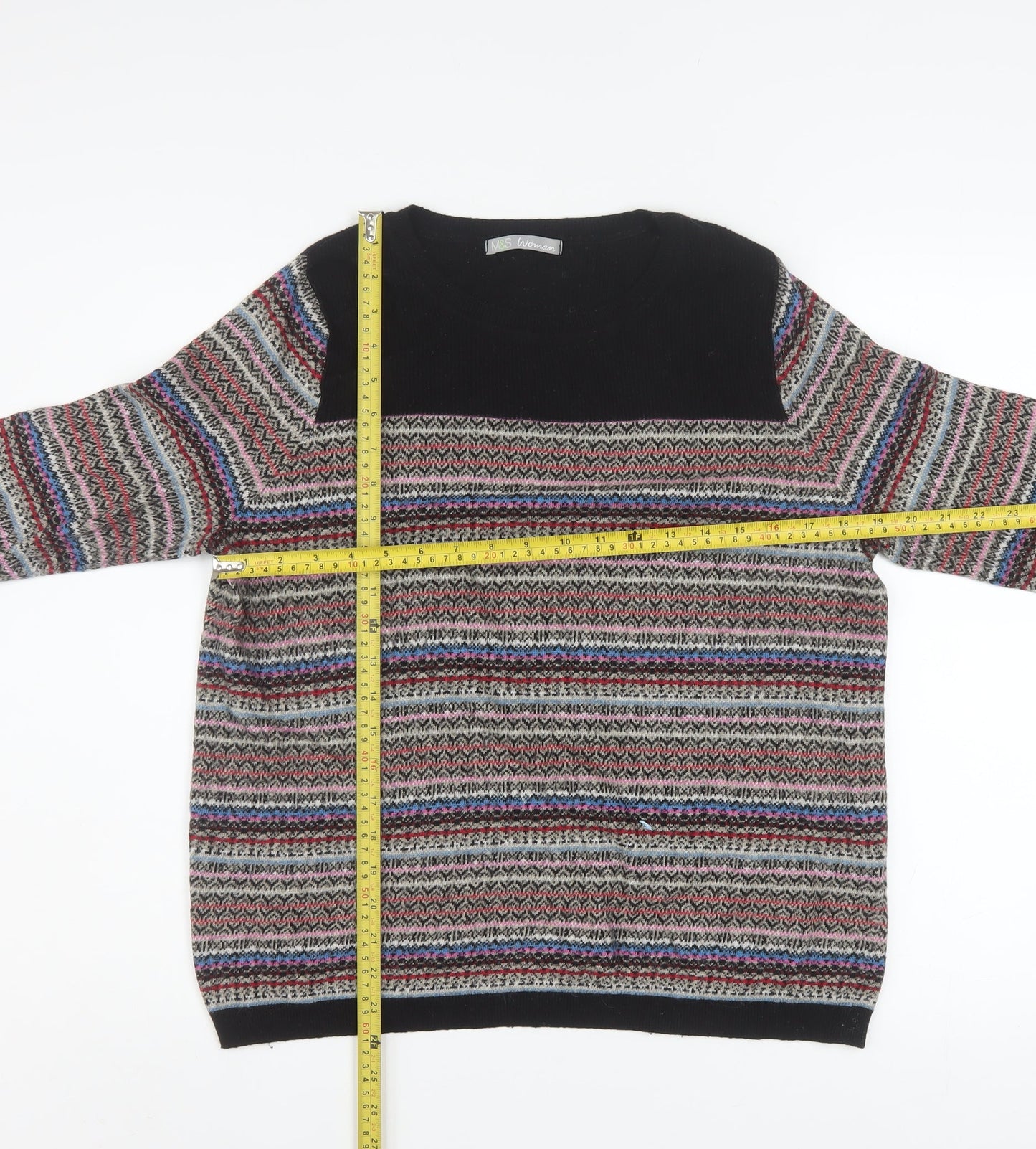 Marks and Spencer Womens Multicoloured Fair Isle Knit Jumper UK 16