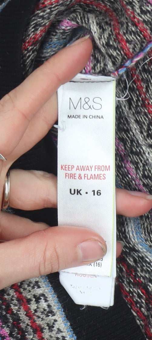 Marks and Spencer Womens Multicoloured Fair Isle Knit Jumper UK 16