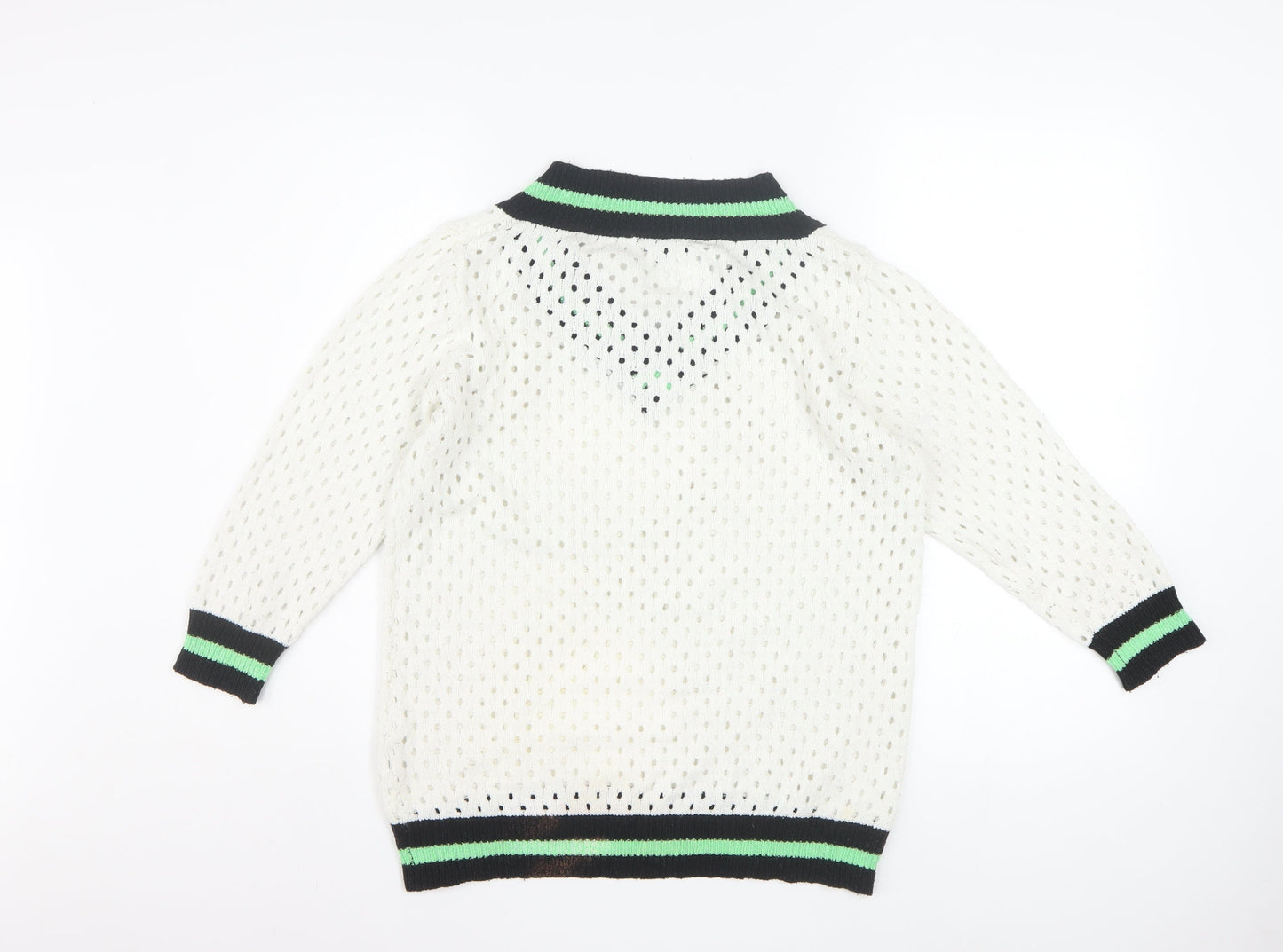 Yest Women's White V-Neck Classic Knit Jumper Size 10