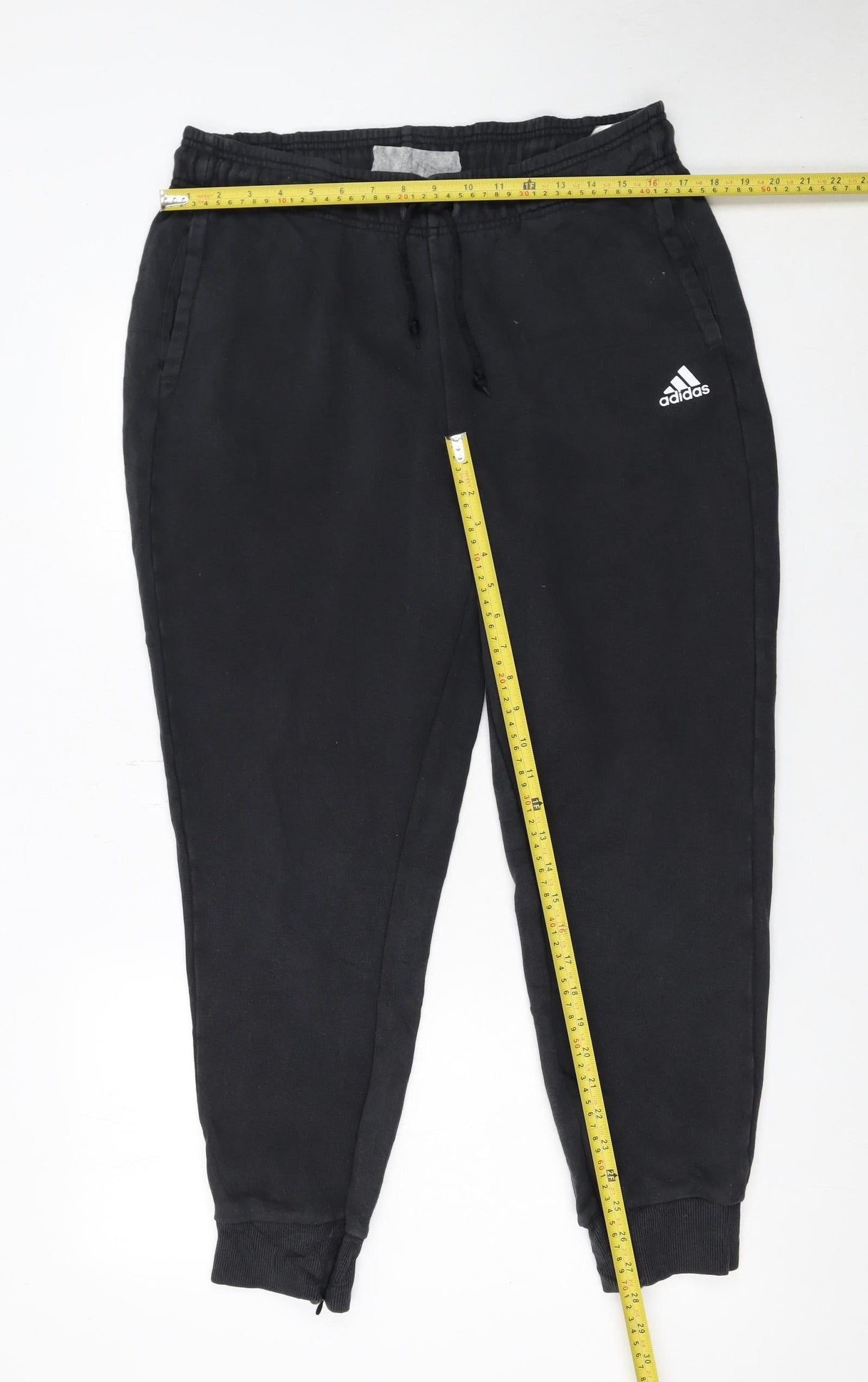 Adidas Women Black L Jogger Sweatpants 77% Cotton Drawstring
