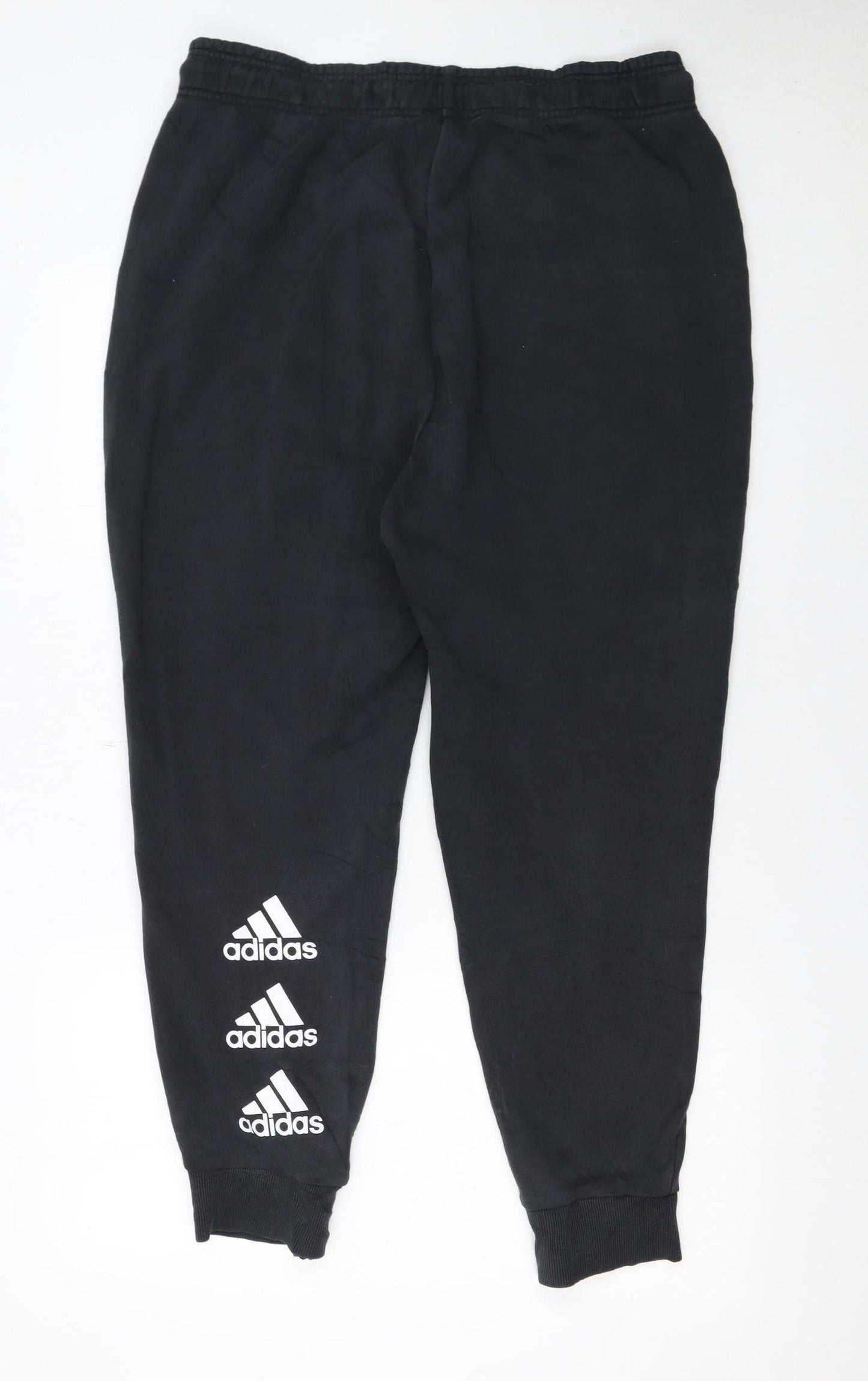 Adidas Women Black L Jogger Sweatpants 77% Cotton Drawstring