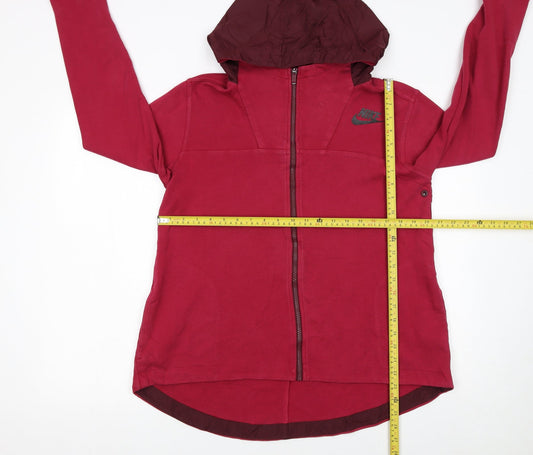 Nike Women's Red Full Zip Hoodie M Cotton Blend Sportswear