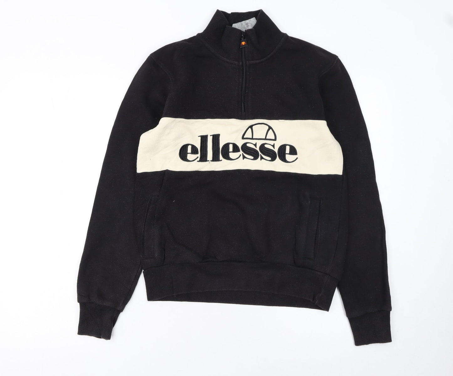 Ellesse Womens Black Beige Half Zip Sweatshirt UK 6