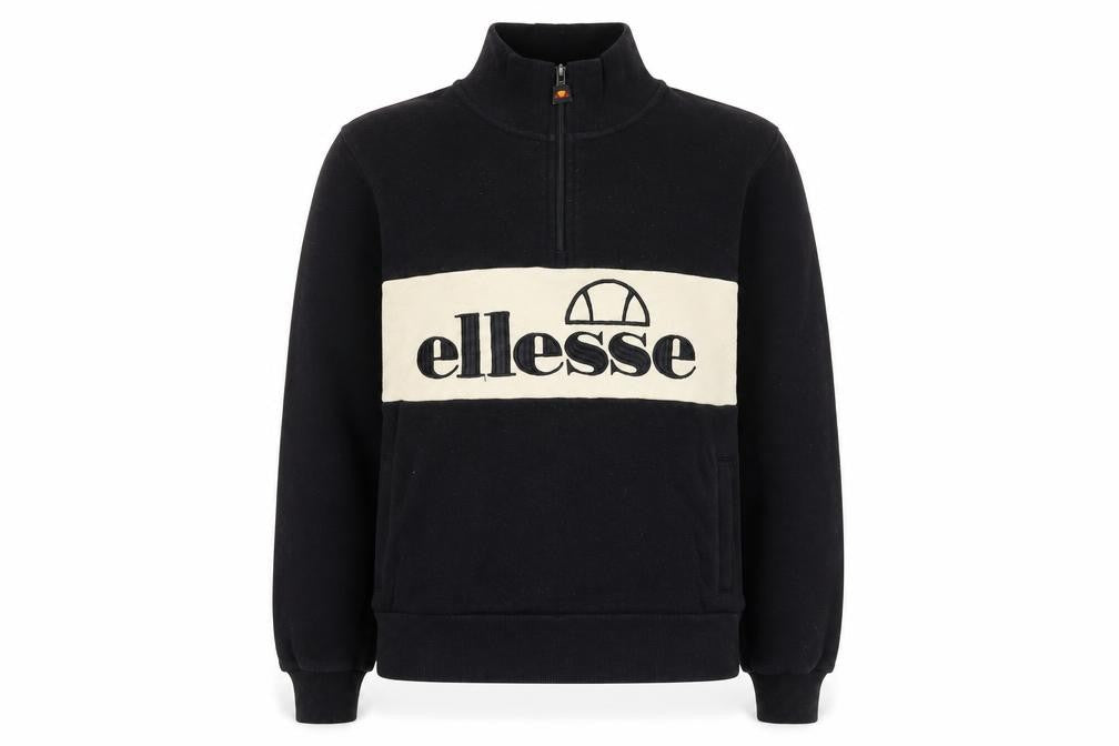 Front view of Ellesse women’s black beige half zip sweatshirt uk 6