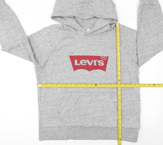 Levi's Men's Grey Pullover Hoodie M Regular Fit Logo Fleece Sweatshirt