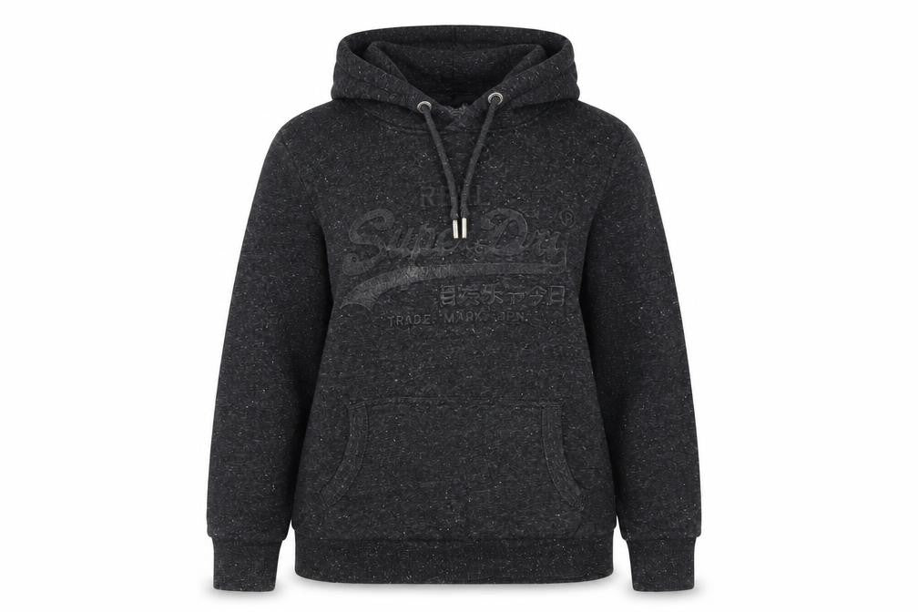Superdry Womens Black Pullover Hoodie Size 16 Hooded Classic Fit