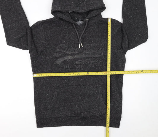 Superdry Womens Black Pullover Hoodie Size 16 Hooded Classic Fit