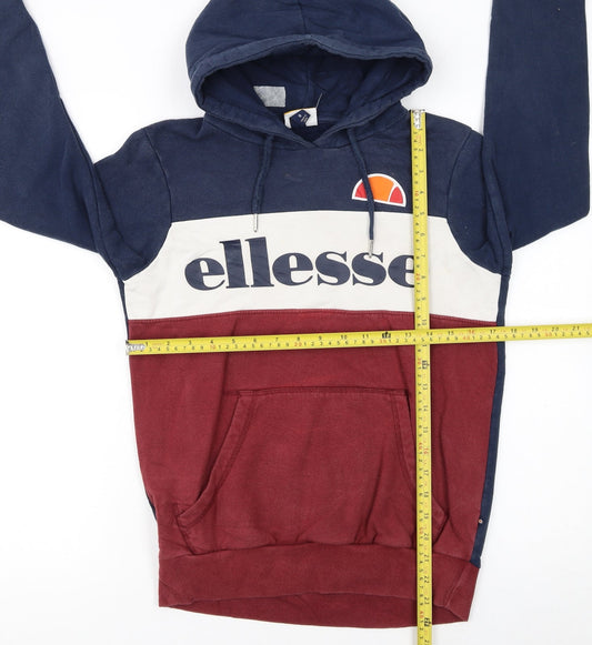 Ellesse Womens Navy Burgundy Colourblock Logo Hoodie Size 8