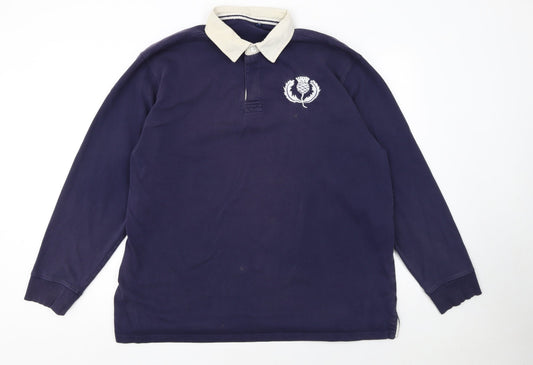 SAXNET Men’s Blue 3XL Long Sleeve Cotton Polo Shirt with Embroidered Crest