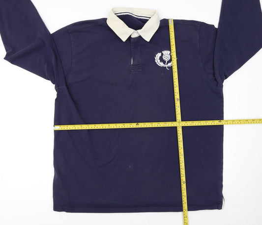 SAXNET Men’s Blue 3XL Long Sleeve Cotton Polo Shirt with Embroidered Crest