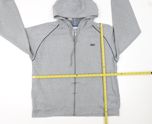 Reebok Men’s Grey Full Zip Hoodie M Regular Fit Sportswear