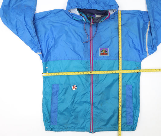 Jeantex Women's Blue Lightweight Hooded Windbreaker Jacket Size 16
