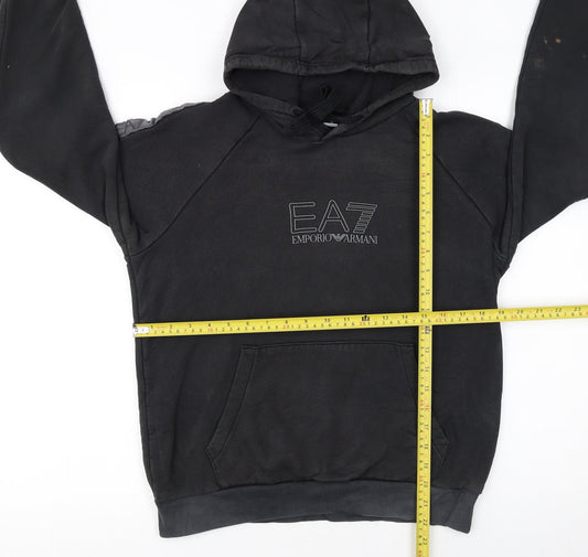 EA7 Emporio Armani Women's Black Pullover Hoodie Size S Cotton Blend
