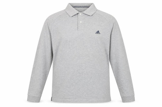 Adidas Men's Grey Long Sleeve Polo Shirt XL Cotton Blend