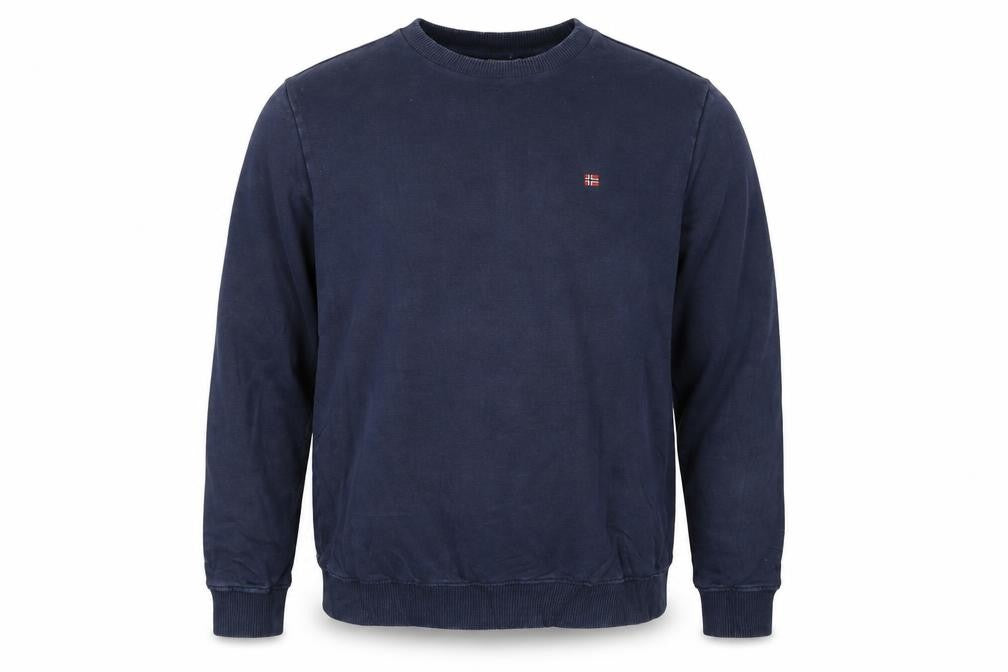 Napapijri Men's Blue Crew Neck Cotton Sweatshirt L Regular Fit