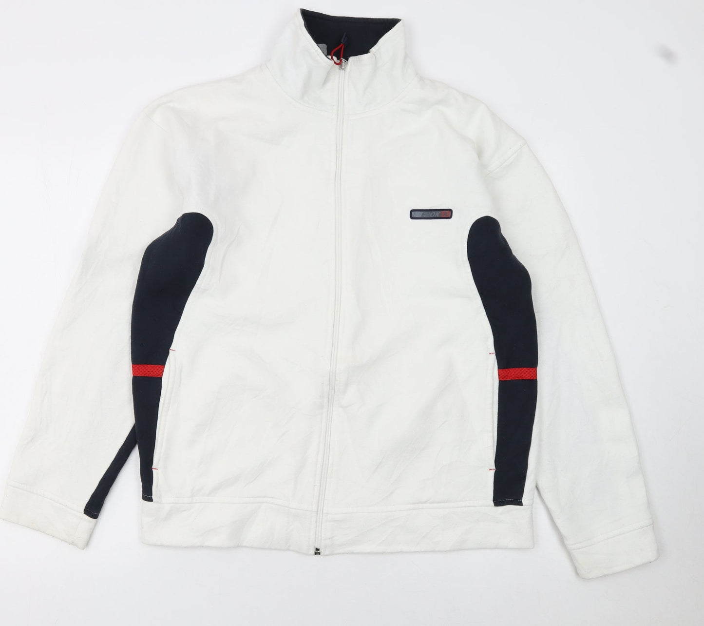 Reebok Men's White Track Jacket L Colourblock Full Zip Sportswear