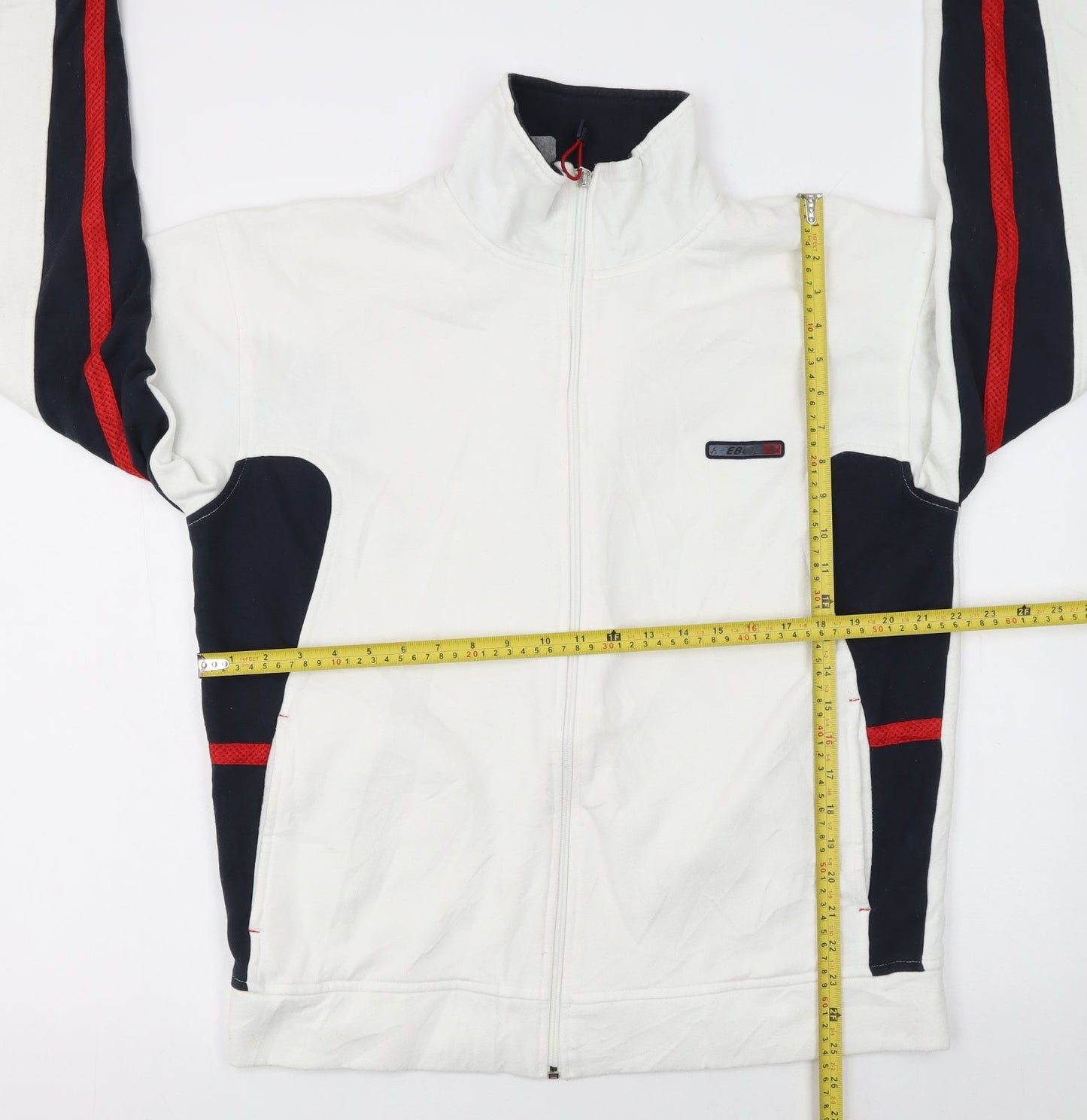 Reebok Men's White Track Jacket L Colourblock Full Zip Sportswear
