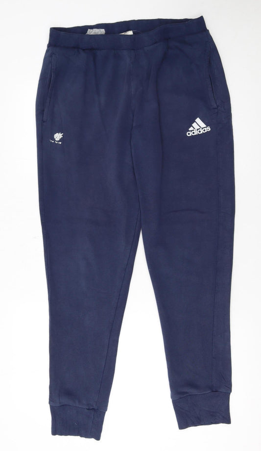 Adidas Men Blue Jogger Sweatpants L Regular Fit Casual Trousers