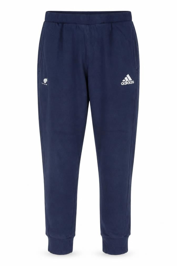 Front view of Adidas Men Blue Jogger Sweatpants L Regular Fit Casual Trousers