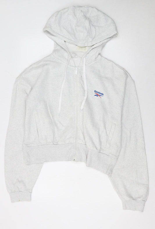 Reebok Women’s Grey Full Zip Hoodie Size L Cotton Blend Casual