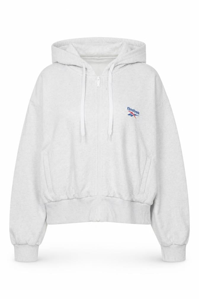 Reebok Women’s Grey Full Zip Hoodie Size L Cotton Blend Casual