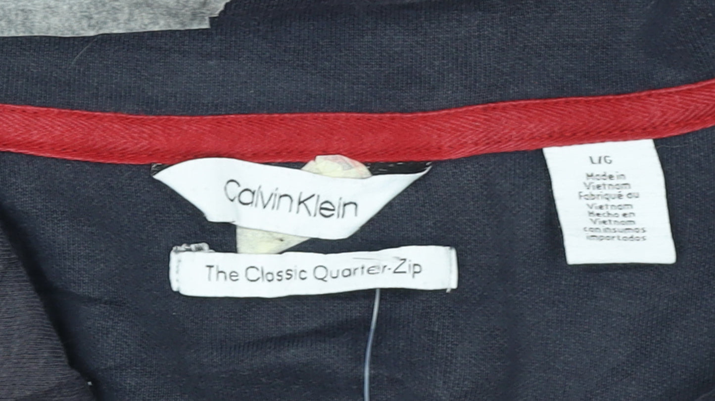 Calvin Klein Men's Blue Quarter Zip Sweatshirt Size L Regular Fit