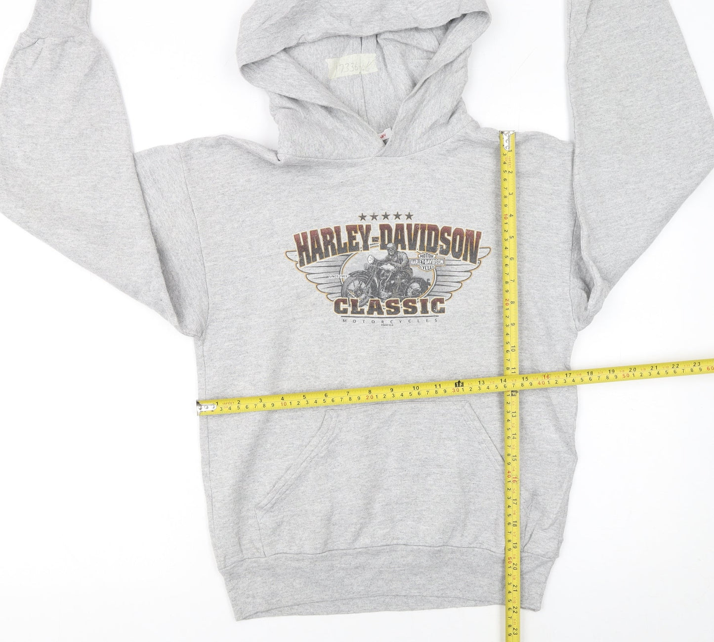 Harley-Davidson Boys Grey Hoodie L 14-16 Classic Pullover Motorcycle Print